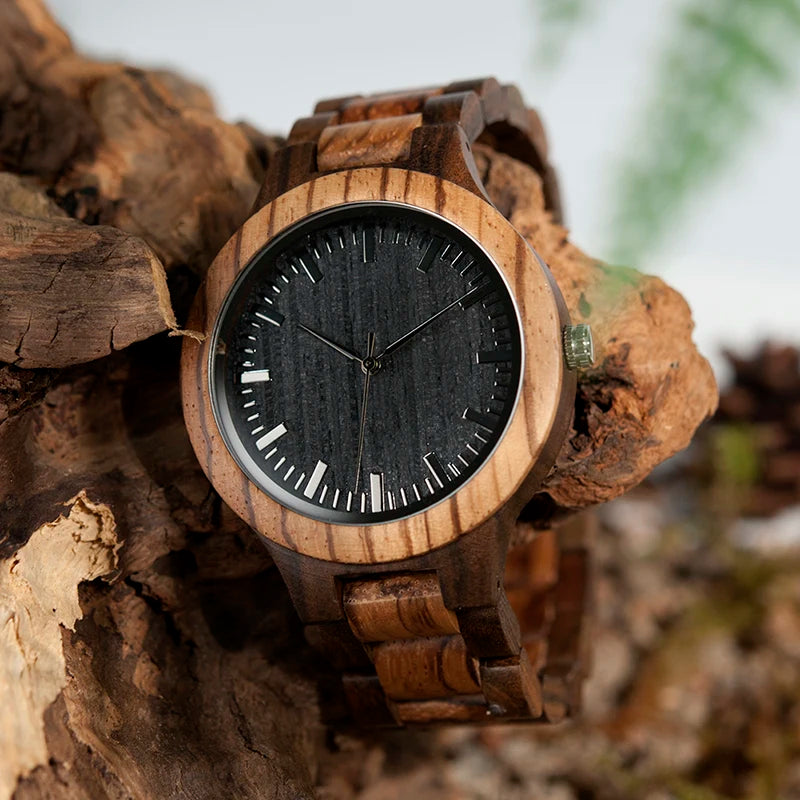 Relogio Masculino  Wood Men Watch Zabra Wooden Timepieces Quartz Watches for Men Watch Custom Gift Drop Shipping