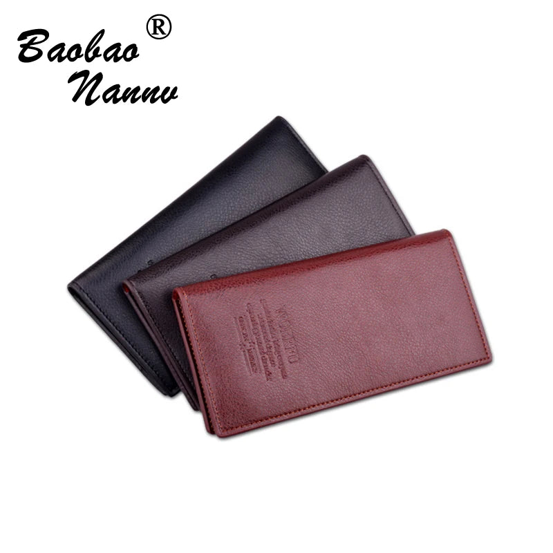 Business Long Men Wallet Vertical Leather Purse Male Clutch Wallets Men Women Money Card Holder Pocket Multifunction Top Quality