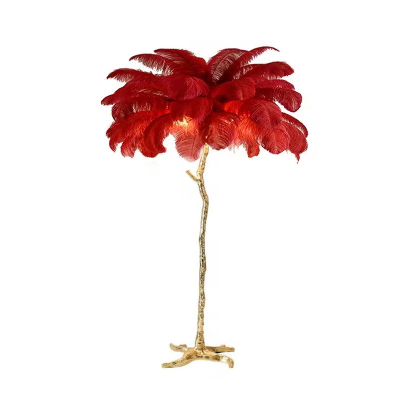 Nordic LED Floor Lamp for Living Room Modern Resin Luxury Ostrich Feather Floor Lamps Bedroom Sofa Corner Indoor Standing Lights