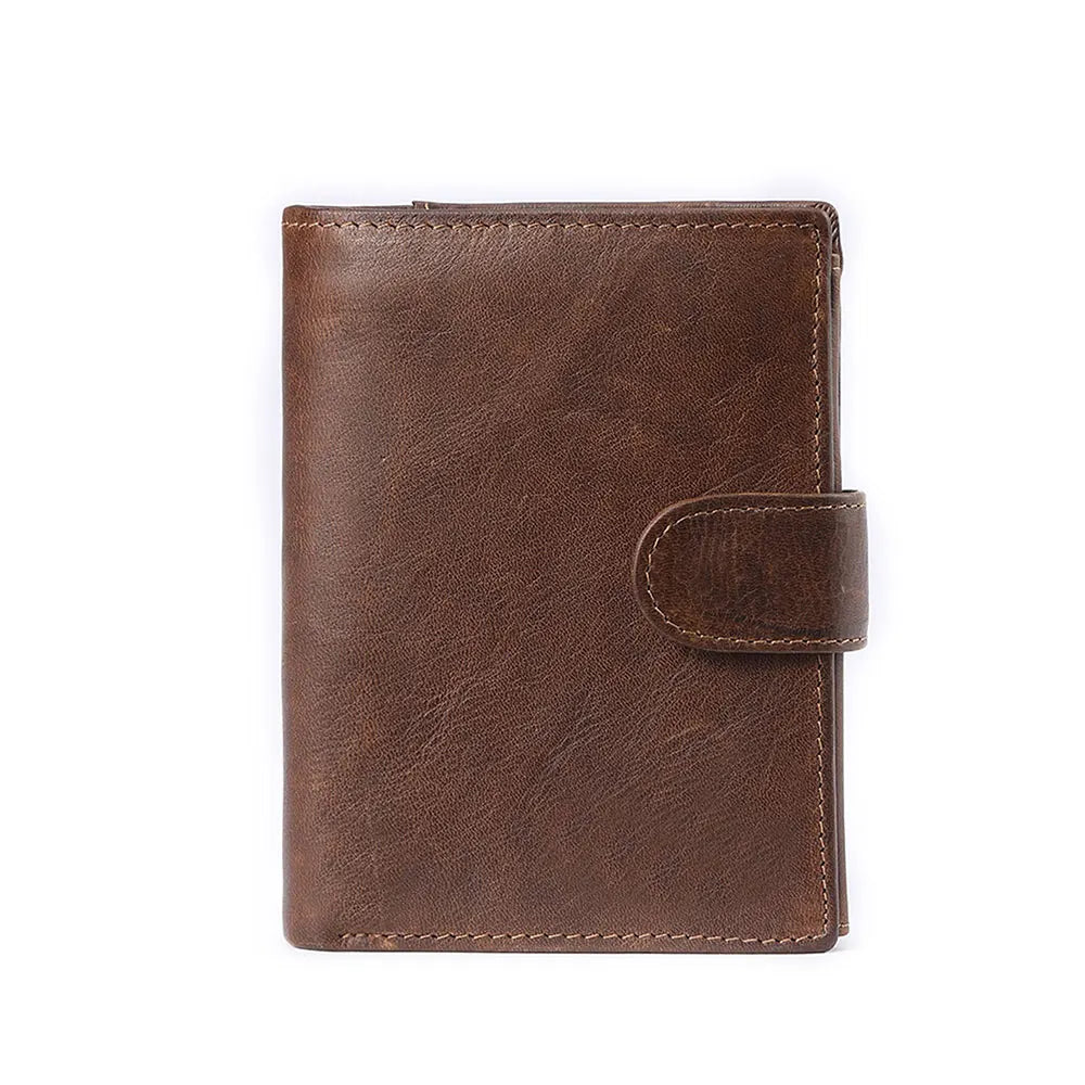 Crazy Horse Leather Men'S Wallet Genuine Leather Men Business Wallet RFID Men Card Id Holder Coin Purse Travel Wallet