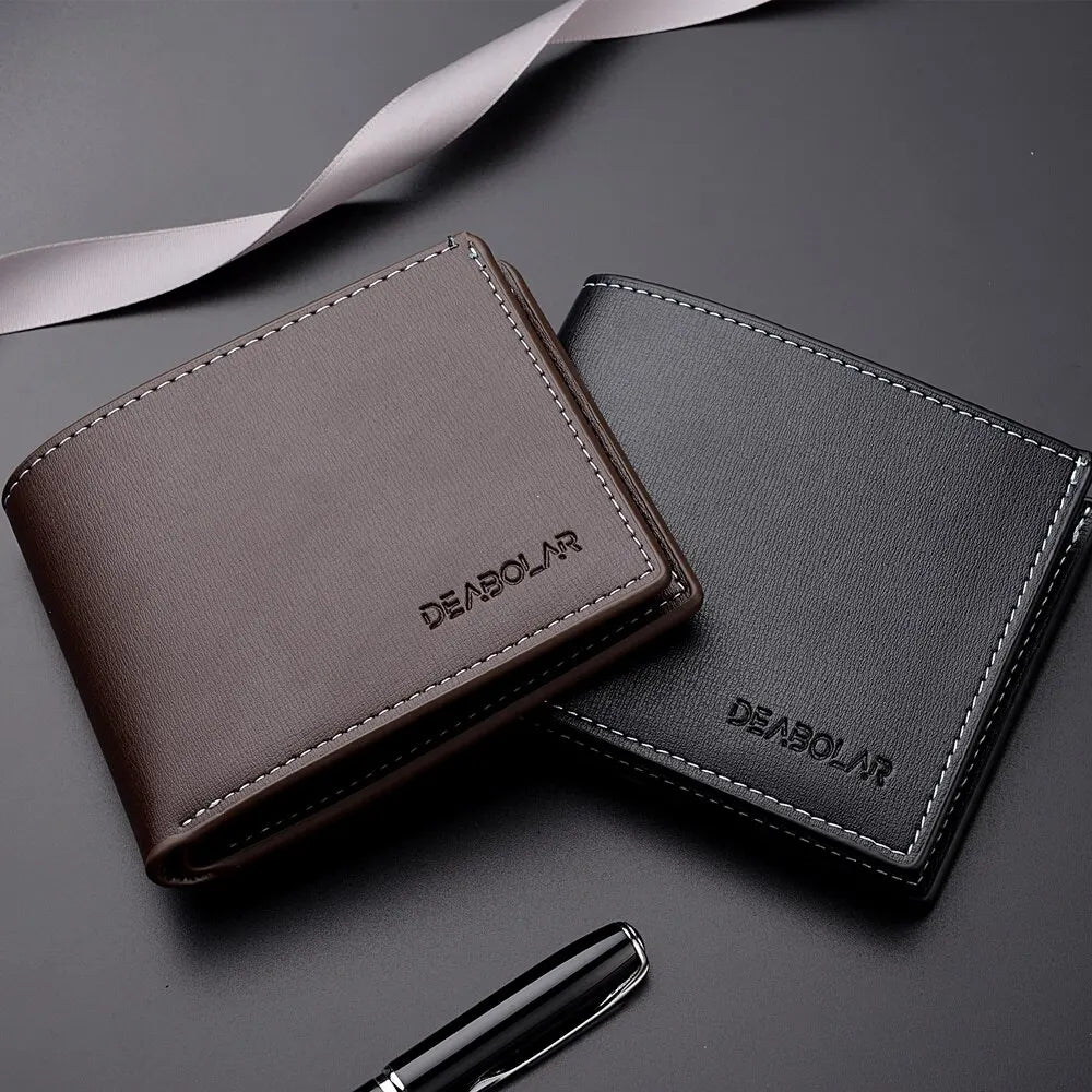 Pu Leather Men Short Wallet Thin Style Folding Young Men Credit Card Holder Wallet