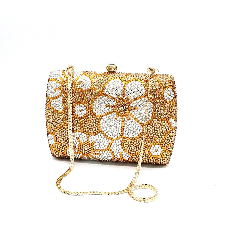 Luxury Bridal Wedding Party Purses Women Evening Party Flower Design Diamonds Artistic Full Crystal Clutches Purses