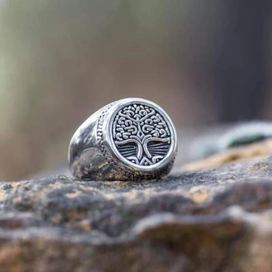 Freeshipping Stainless Steel Tree of Life Signet Ring Classic Men Viking Amulet Nordic Jewelry Gift Anel