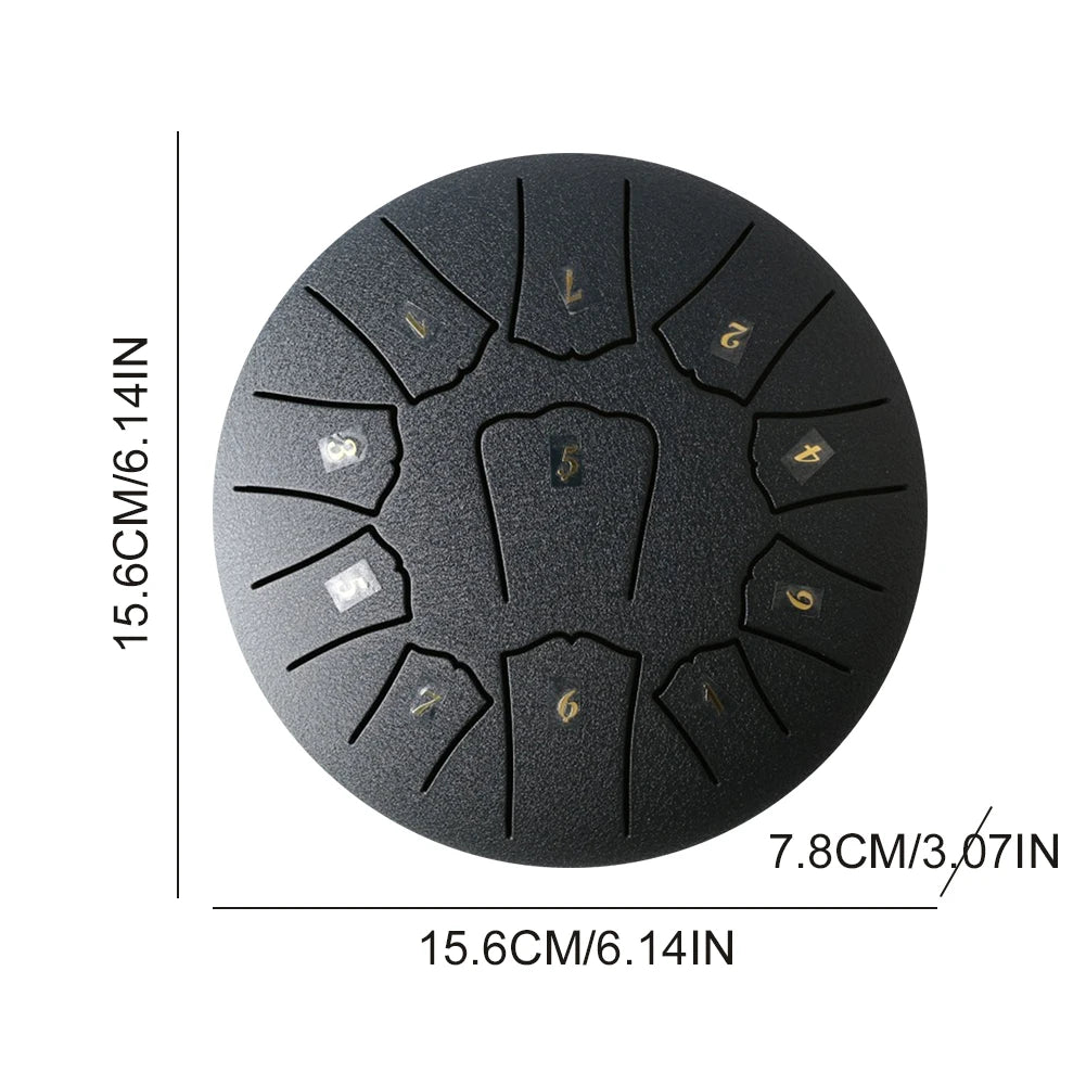 6/3 Inch 11/6 Notes Mini Handpan Drum Finger Picks Percussion Instruments Sound Healing Steel Tongue Drum for Meditation Yoga