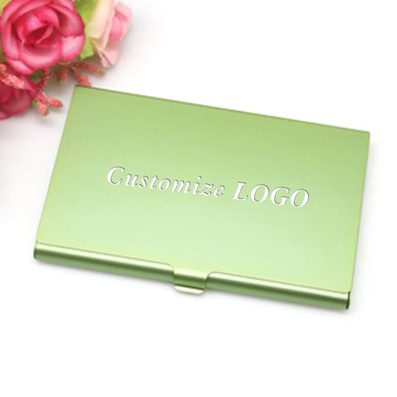 Free Engrave Business Card Case Customize LOGO Metal Box Stainless Steel Aluminum Holder Cover Men Wallet Clip Advertising Gift