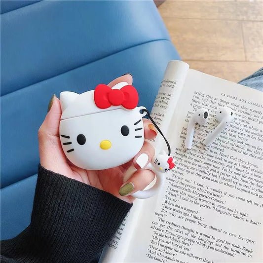 Kawaii Hello Kitty Funda Airpods Cases for 1/2/3/Pro Bluetooth Headset Case Soft Airpods-Cases Hello Kitty for Girl Christma New