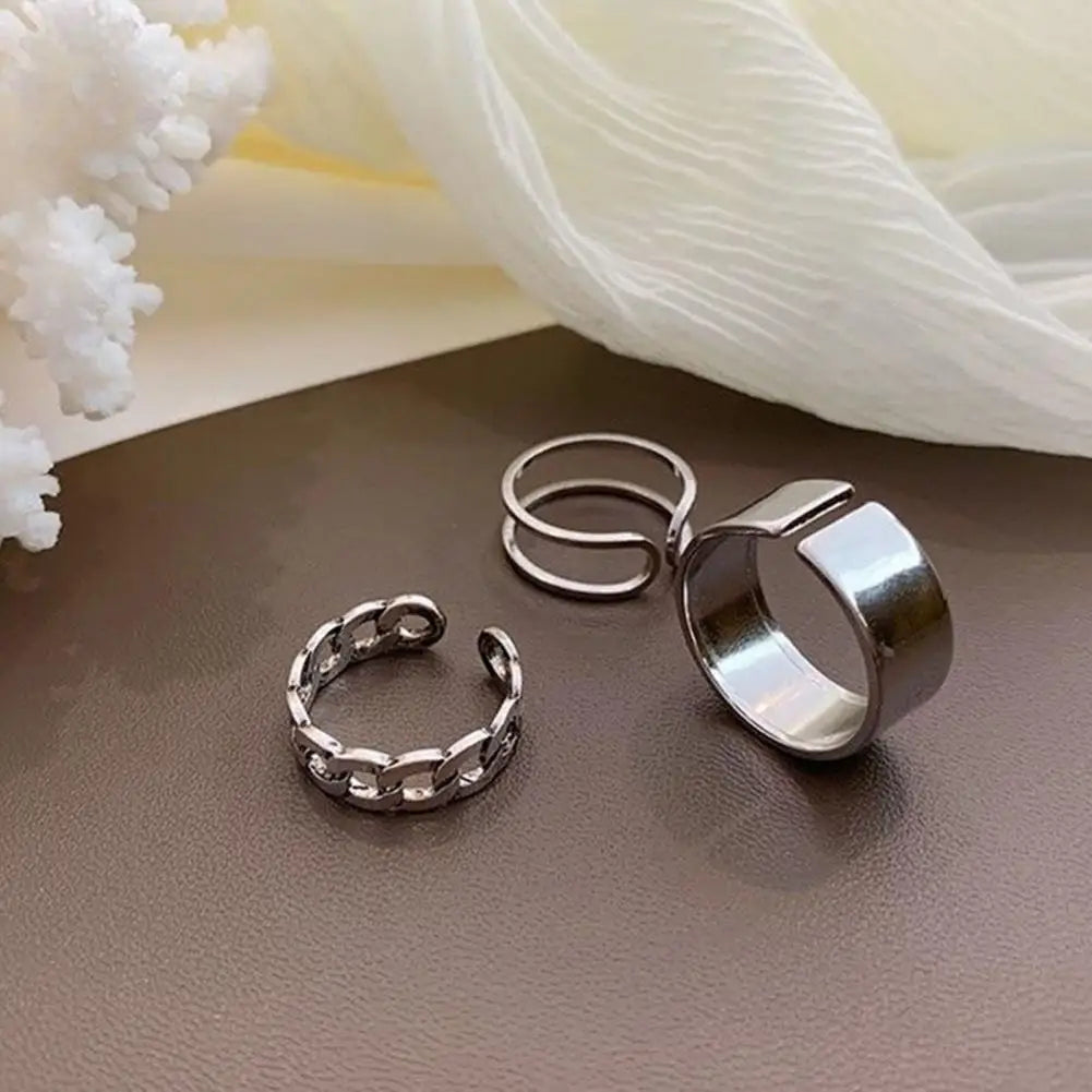 3Pcs Women Rings Korean Simple Ring Electroplating Finger Rings Fashion Jewelry Personality Ring