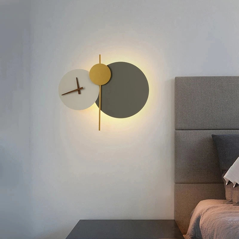 Nordic Designer Led Wall Light round Clock Creative Wall Lamp for Living Room Hallway Art Sconce Indoor Decor Light Fixtures