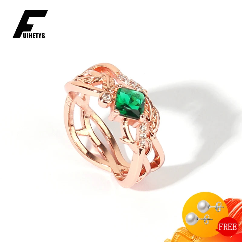 Trendy Women Rings 925 Silver Jewelry Square Emerald Zircon Gemstone Flower Shape Finger Ring for Wedding Party Gift Accessories