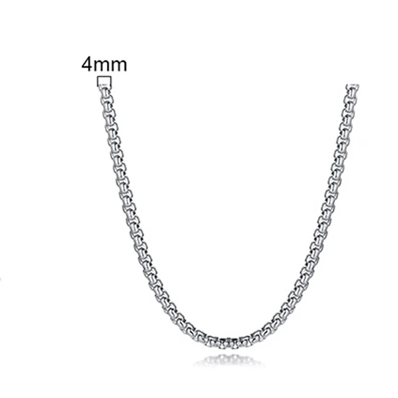 ROUND BOX CHAIN STAINLESS STEEL CHAIN MENS or WOMENS CHAIN UNISEX JEWELRY 18 to 30INCH