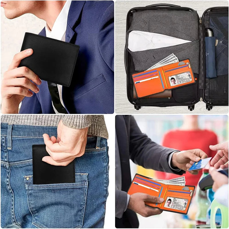 Minimalist Men Wallet with Zipper Coin Pocket RFID Credit Card Holder