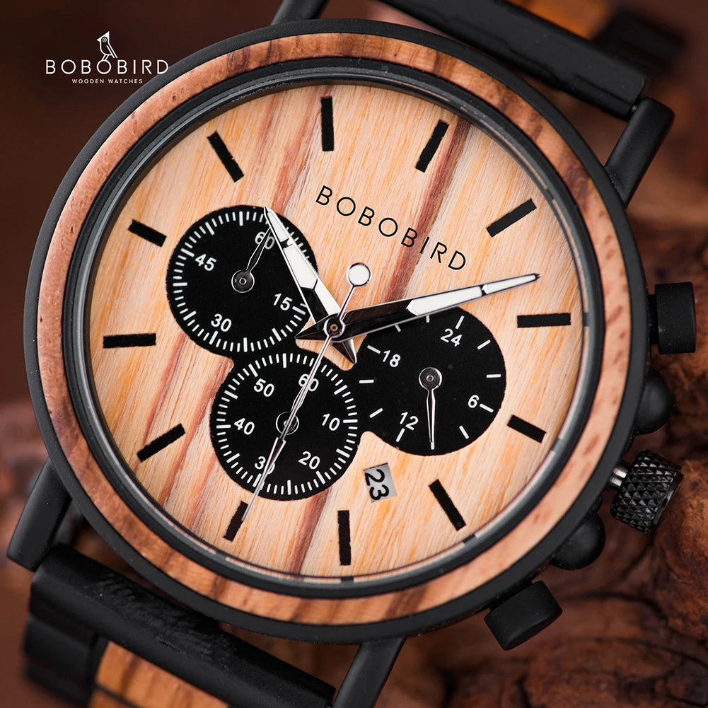 Wooden Men Watch Relogio Masculino Luminous Luxury Top Brand Chronograph Watches Erkek Kol Saati Drop Shipping