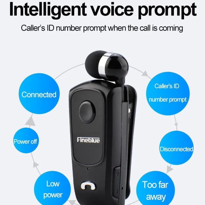 F920 Wireless Retractable Portable Bluetooth Headset Headphone Remind Vibration Wear Clip Sports Collar Clip Earphone