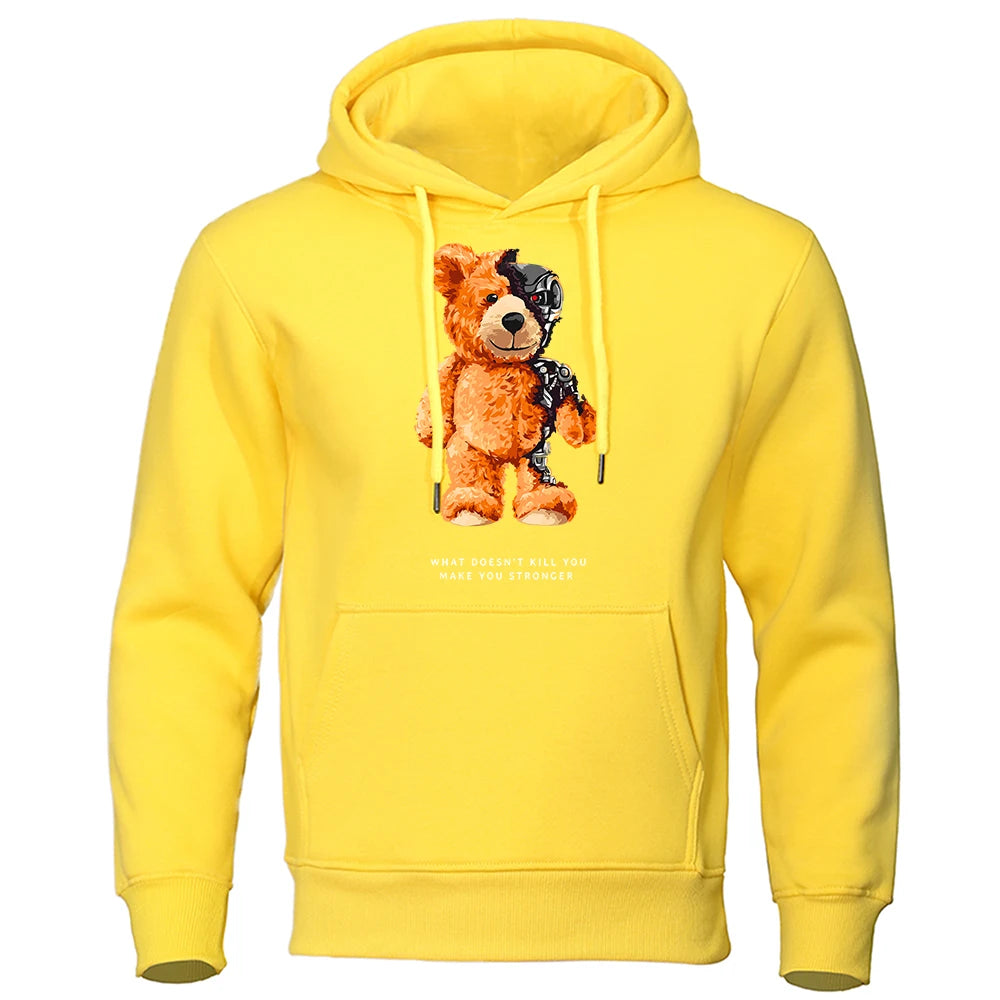 Ted Bear Show You What I Am Really Look like Hoodies Men Fashion Funny Clothing Loose Oversized Sweatshirts Street Casual Coat