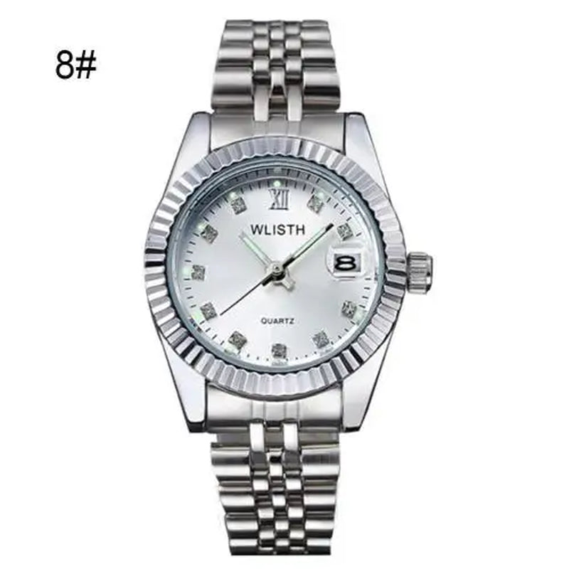 Couple Watch Diamond Women'S Watch Luxury Gold Ladylover Stainless Steel Quartz Waterproof Wristwatches for Men Analog Auto Date