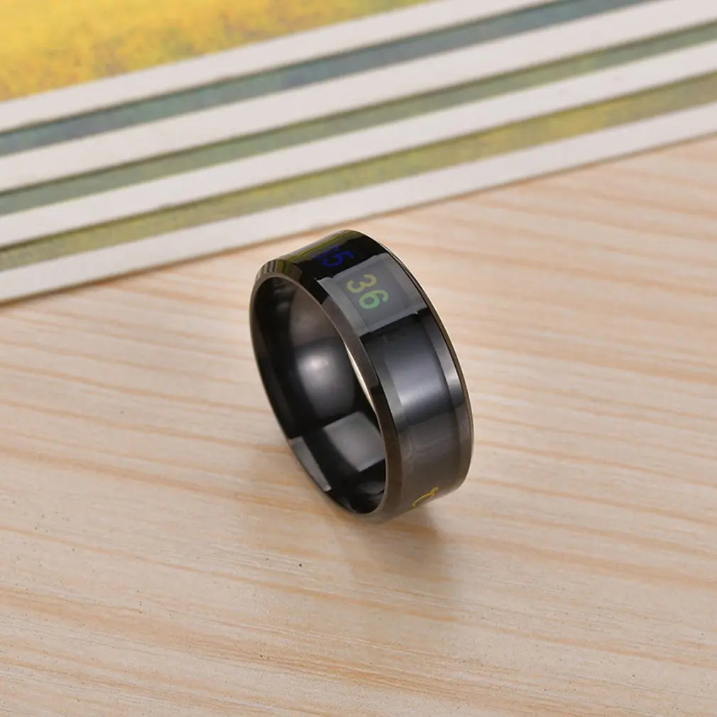 Fingertip Temperature Sense Multifunctional Waterproof Intelligent Smart Temperature Couple Ring Titanium Steel Finger Jewelry