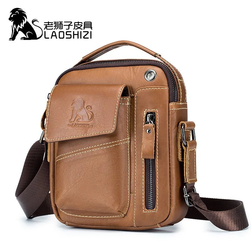 New Genuine Leather Man Messenger Bags Vintage Cow Leather Small Shoulder Bag for Male Men'S Crossbody Bag Casual Tote Handbag