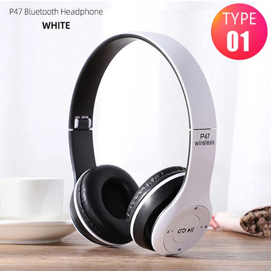 P47 Bluetooth 5.0 Wireless Headphone Foldable HIFI Stereo Bass Earphone Kid Helmet Gift with Mic USB Adaptor for Iphone Game