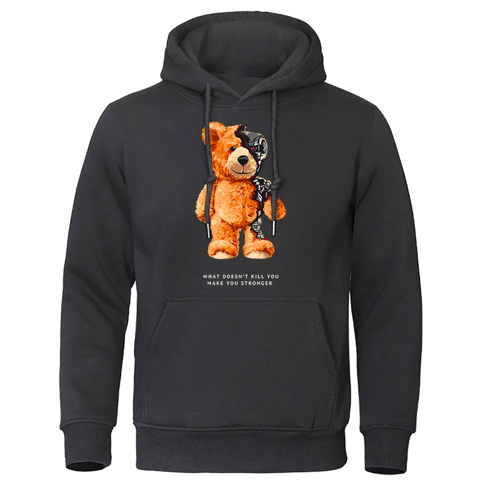 Ted Bear Show You What I Am Really Look like Hoodies Men Fashion Funny Clothing Loose Oversized Sweatshirts Street Casual Coat