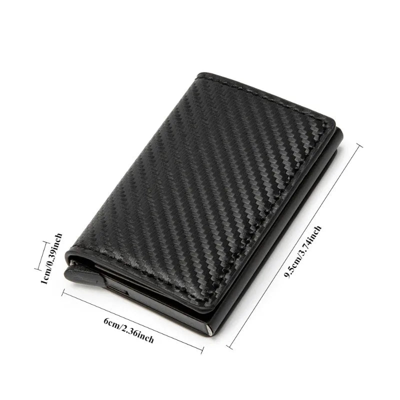 Credit Card Holder Men Wallet RFID Aluminium Box Bank PU Leather Wallets with Money Clip Designer Anti-Theft Wallet Card Holder