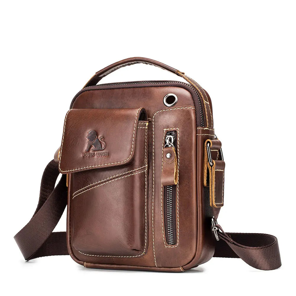 New Genuine Leather Man Messenger Bags Vintage Cow Leather Small Shoulder Bag for Male Men'S Crossbody Bag Casual Tote Handbag