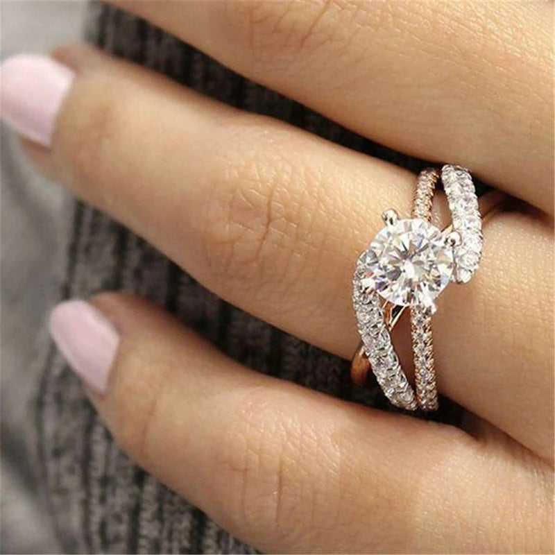 2024 Trendy Crystal Zircon Engagement Claws Design Rings for Women Female Wedding Jewelry Accessories Gift Fashion Women Rings