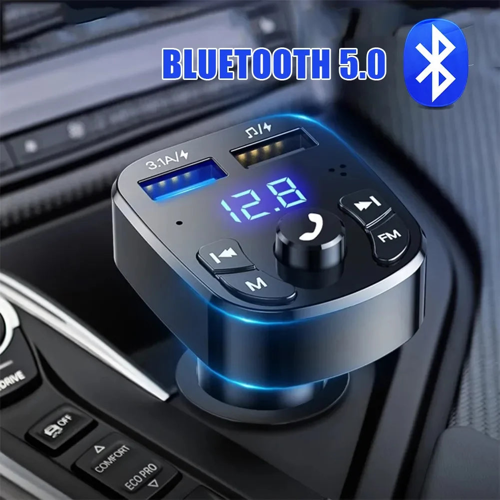 Bluetooth 5.0 Car Charger Dual USB Car Kit FM Transmitter Audio MP3 Player Autoradio Handsfree 3.1A 12-24V USB Fast Charger