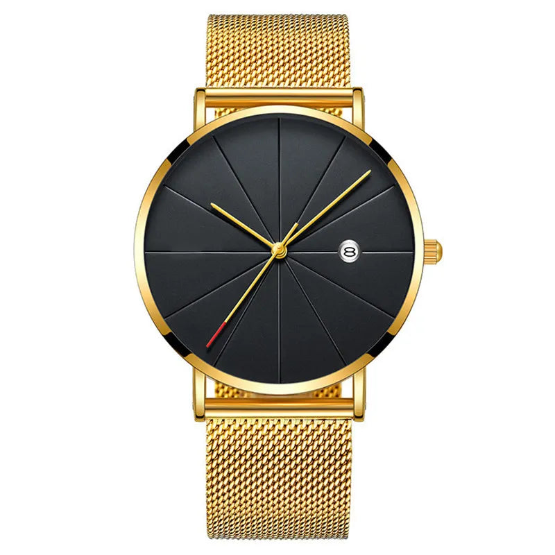 Simple Men'S Watch Stainless Steel Mesh Band Watches Business Classic Quartz Date Wristwatch Casual Luxury Masculino Relogios