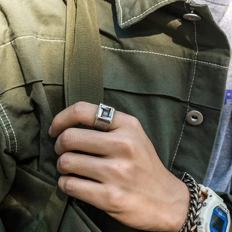 Stainless Steel Viking Square Ring Vintage Hammer Retro Punk Jewelry Finger Man Love Jewelry Gift Wholesale Male Anel OSR186