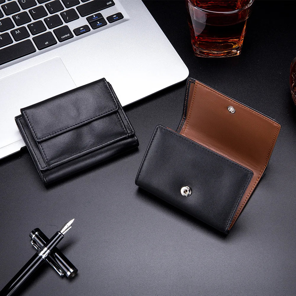 Men Wallet Genuine Leather Coin Purse Short Credit Card Holder