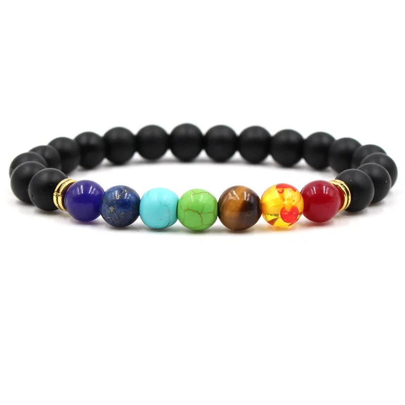 8MM Natural Stone Beaded Chain Bracelets for Women Men Couple Lava Rock Healing Balance Beads Reiki Buddha Chakra Bangle Jewelry