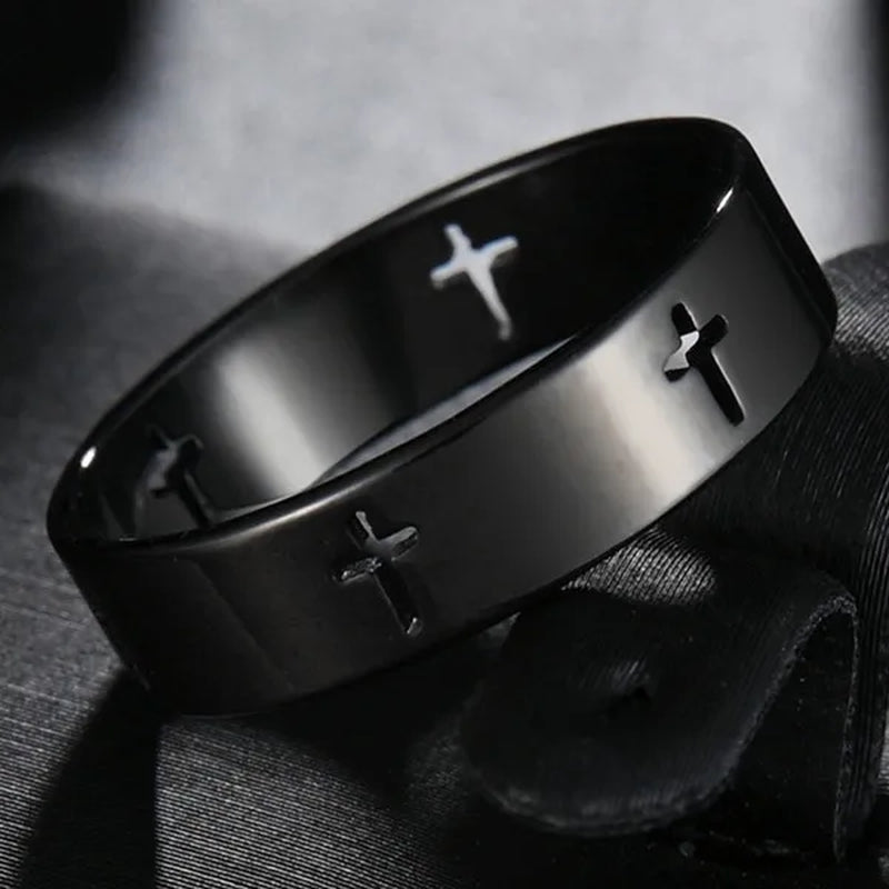 New Arrival Titanium Steel Jesus Cross Rings for Women Men Letter Bible Prayer Finger Christian Jewelry Wholesale