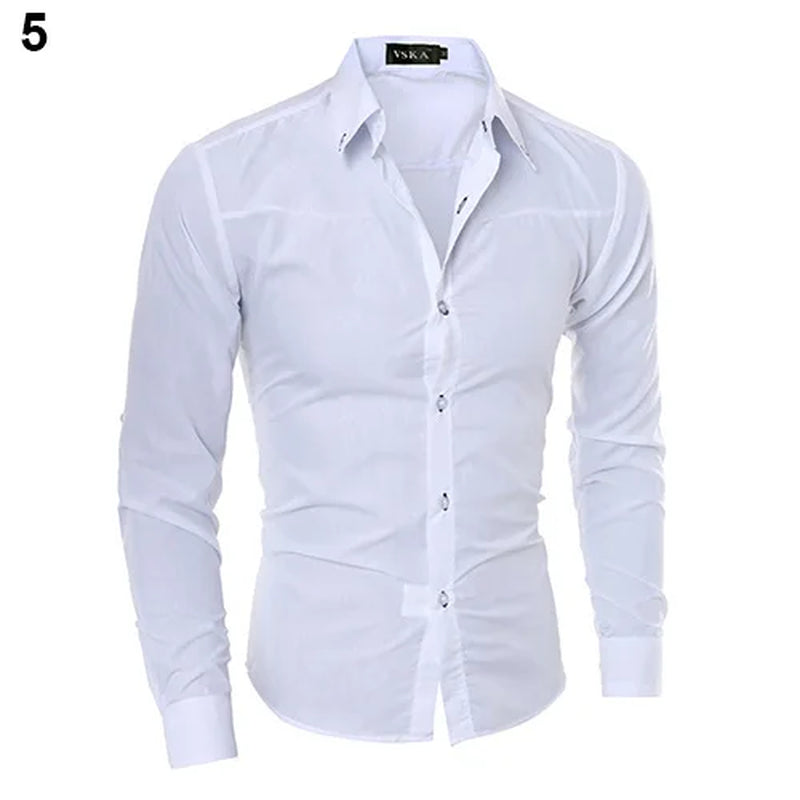 Luxury Men'S Shirt Business Style Slim Soft Comfort Slim-Fit Styles Long Sleeve Casual Dress Shirt Gift for Men