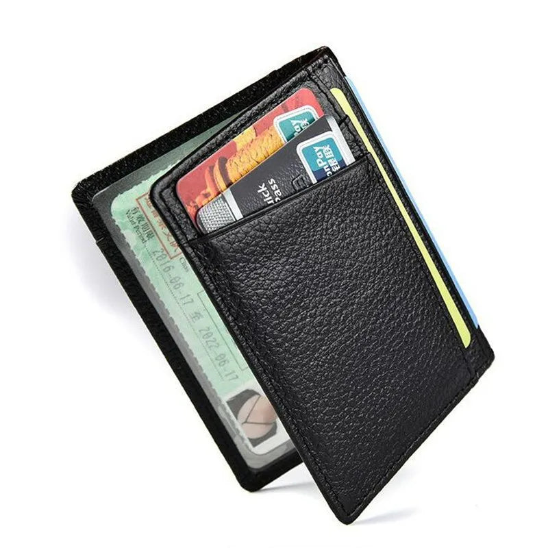 Super Slim Soft Wallet 100% Genuine Leather Mini Credit Card Holder Wallets Purse Thin Small Card Holders Men Wallet