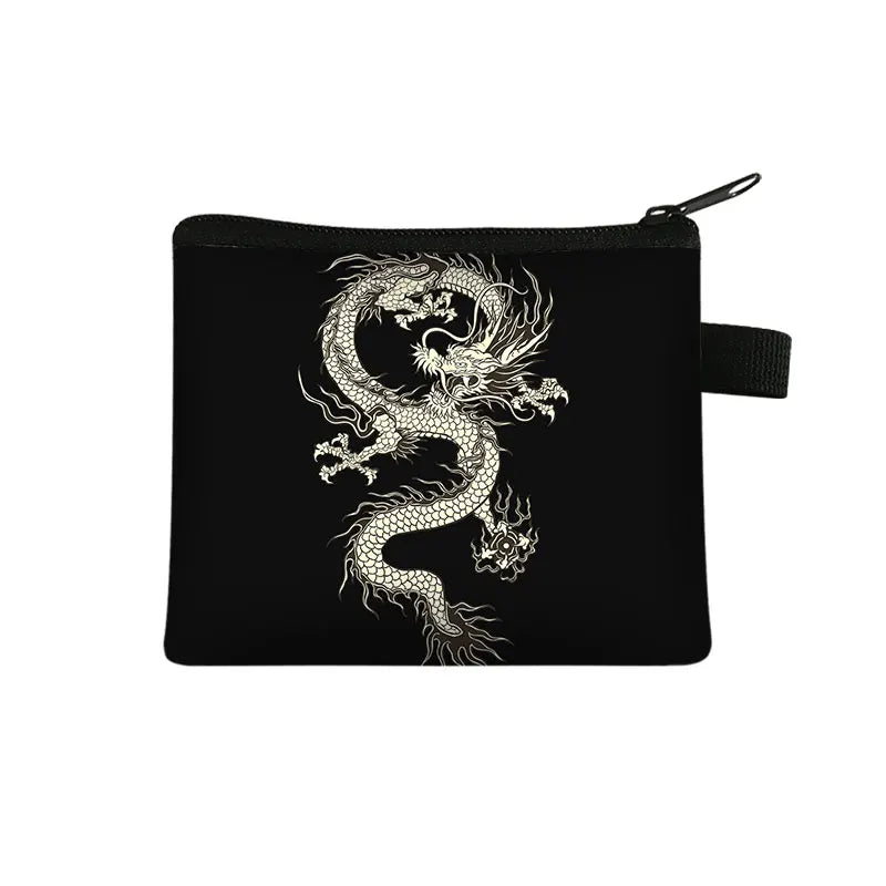 Gothic Asian Dragon Coin Purse Harajuku Women Men Wallet Small Clutch Boys Girls Hip Hop Purse Keys Cards Money Holder Bags Gift