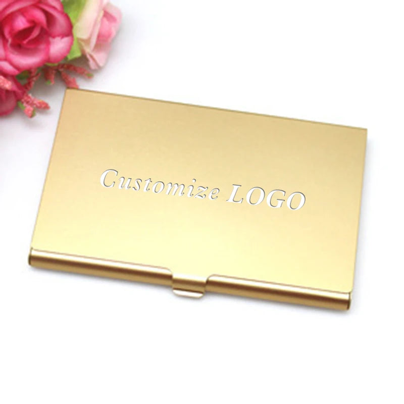 Free Engrave Business Card Case Customize LOGO Metal Box Stainless Steel Aluminum Holder Cover Men Wallet Clip Advertising Gift