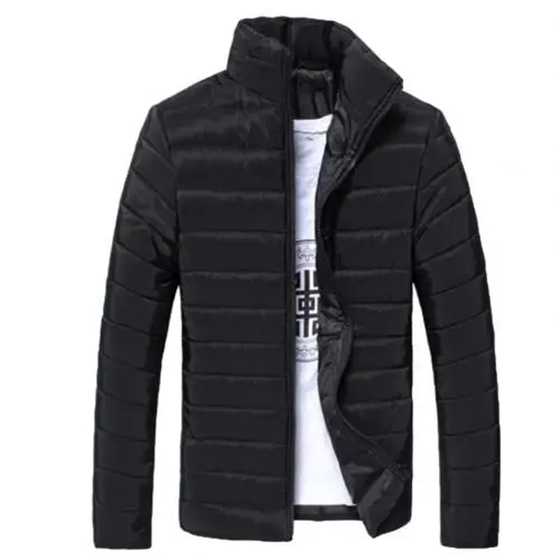 Winter High Quality Jackets Men Solid Color Parkas Stand Collar Long Sleeve Parkas Warm Cotton Quilted Coat Jacket S-Lim Men'S C