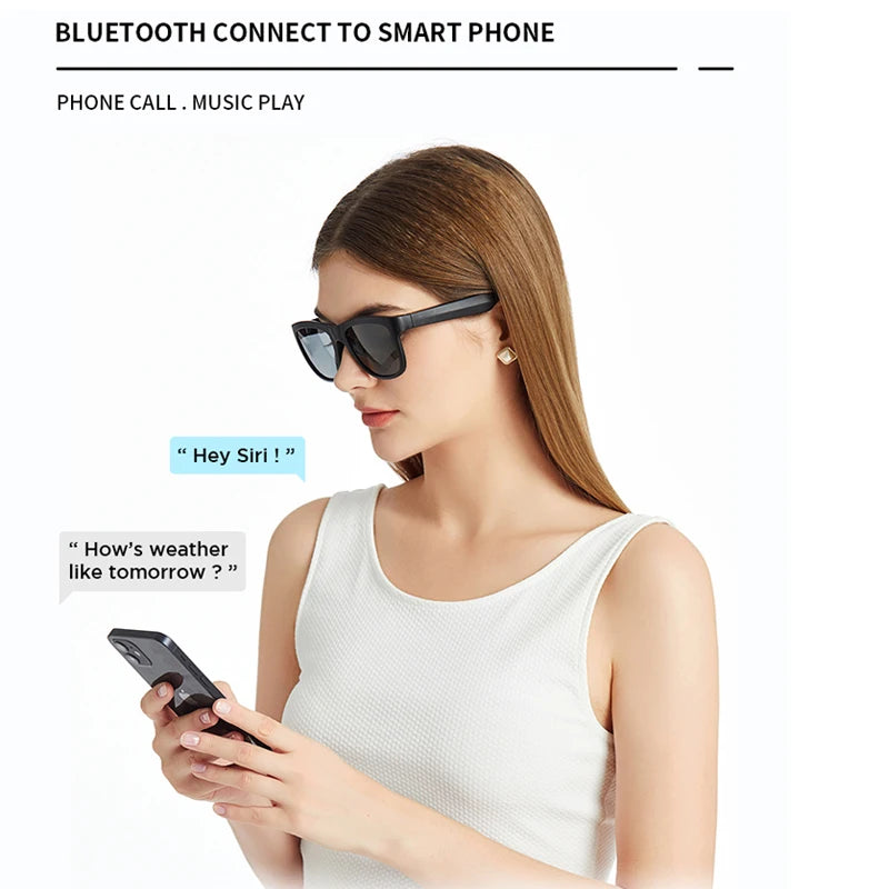 Smart Glasses Bluetooth 5.0 Earphones Wireless Headset Headphone UV400 Polarized Blue Light Blocking Music Eyeglassess