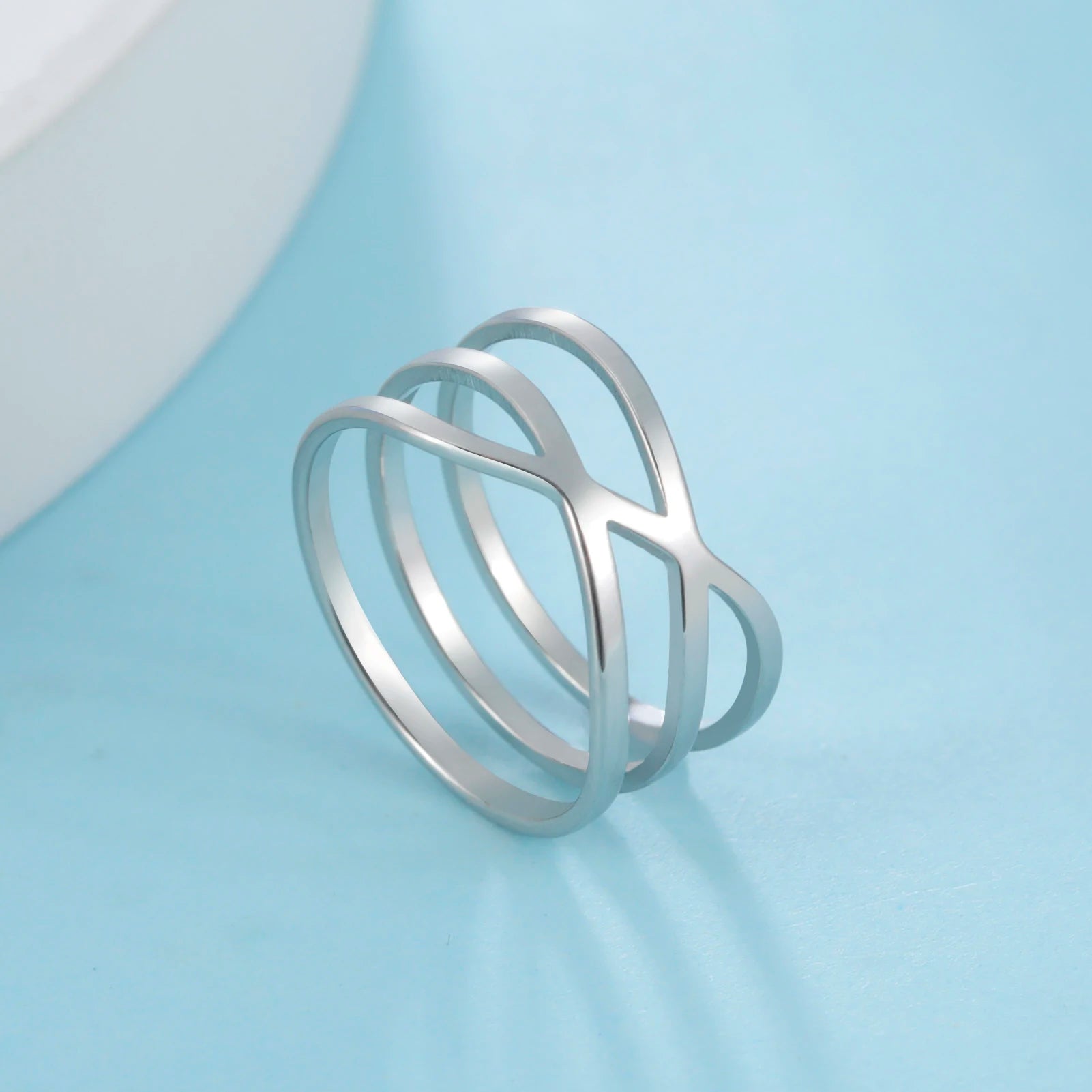 Geometric Stainless Steel Ring for Women Men Minimalist Wide Finger Ring Trend Party Engagement Jewelry Gifts Wholesale