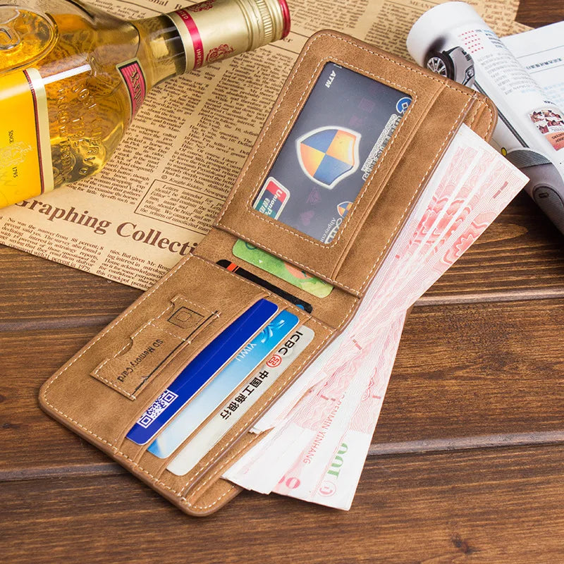 Men Wallet Leather Business Foldable Wallet Luxury Billfold Slim Hipster Cowhide Credit Card/Id Holders Inserts Coin Purses