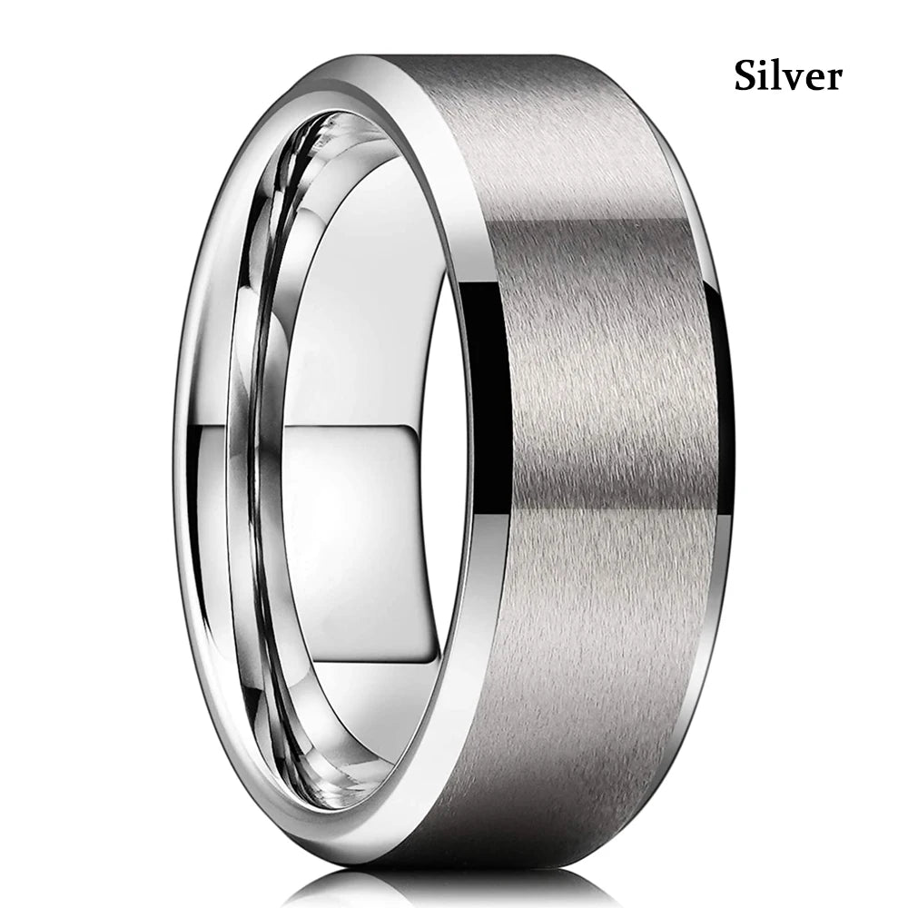 2022 Fashion 8Mm Mens Tungsten Carbide Ring Inlay Zircon Thin Rose Gold Color Line Groove Black Brushed Men Ring Wedding Jewelry