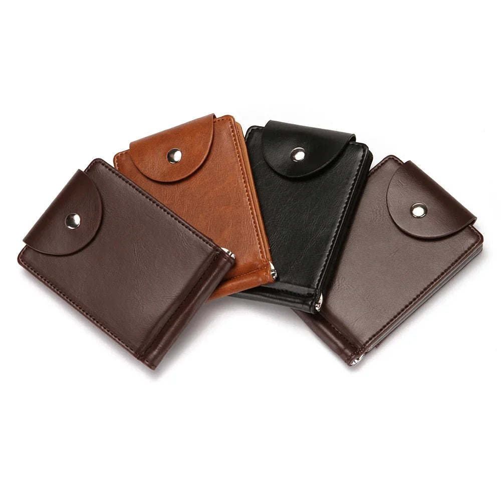 South Korea Style Money Clip Men Wallet Purse Ultrathin Slim Wallet Mini Hasp Leather Wallet Business ID Credit Card Case