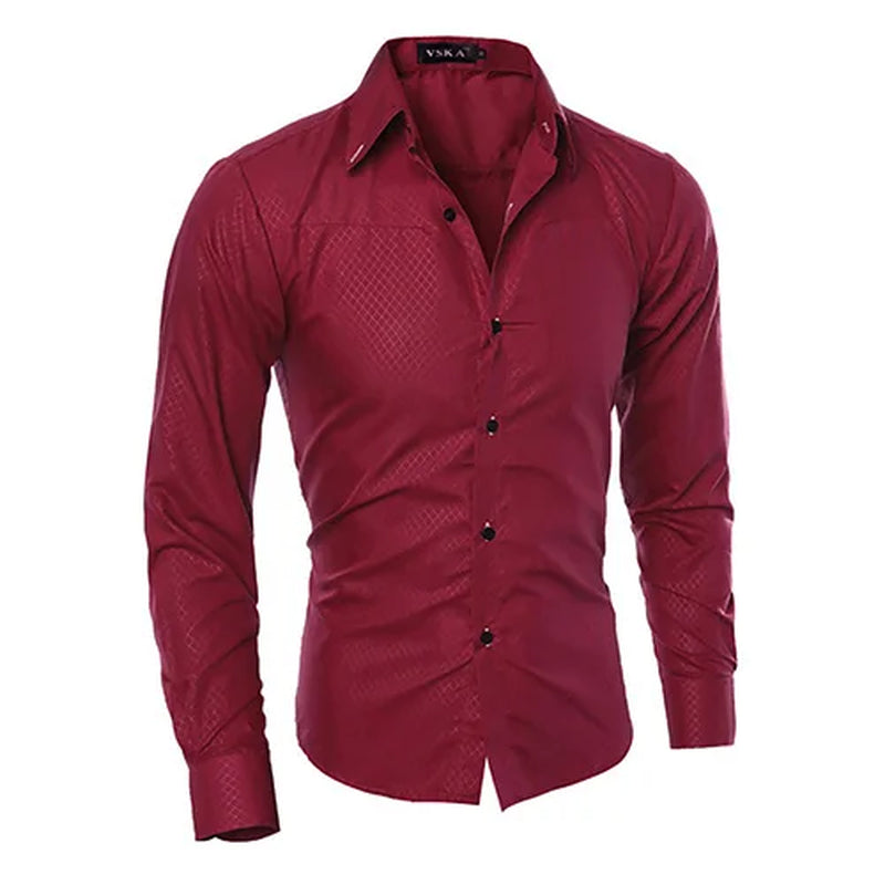 Luxury Men'S Shirt Business Style Slim Soft Comfort Slim-Fit Styles Long Sleeve Casual Dress Shirt Gift for Men