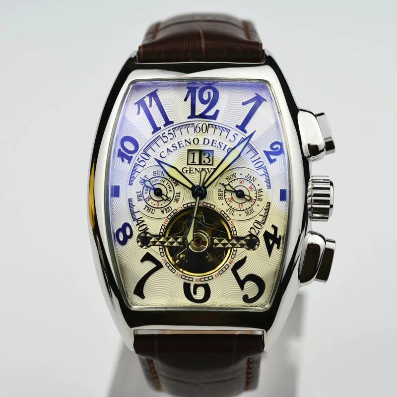 Automatic Mechanical Men Watch Fashion Skeleton Leather Wrist Watch Mens Top Brand Luxury Tourbillon Watch Classic Men