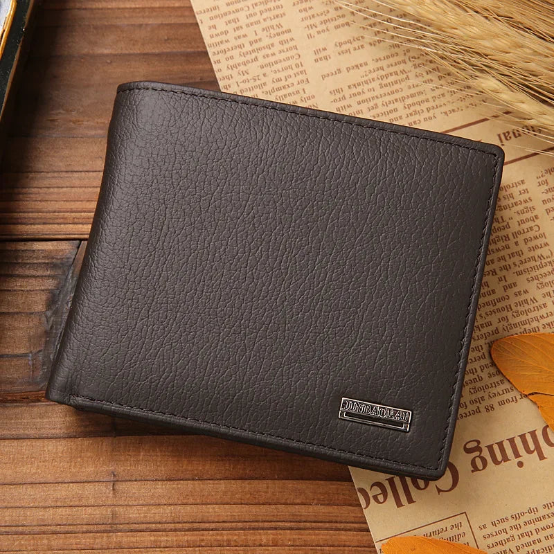 100% Genuine Leather Men Wallet Premium Product Real Cowhide Wallets for Man Short Black Credit Card Cash Receipt Holder Purse