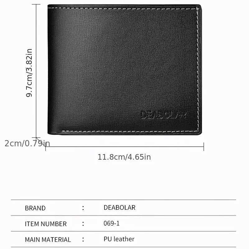 Pu Leather Men Short Wallet Thin Style Folding Young Men Credit Card Holder Wallet