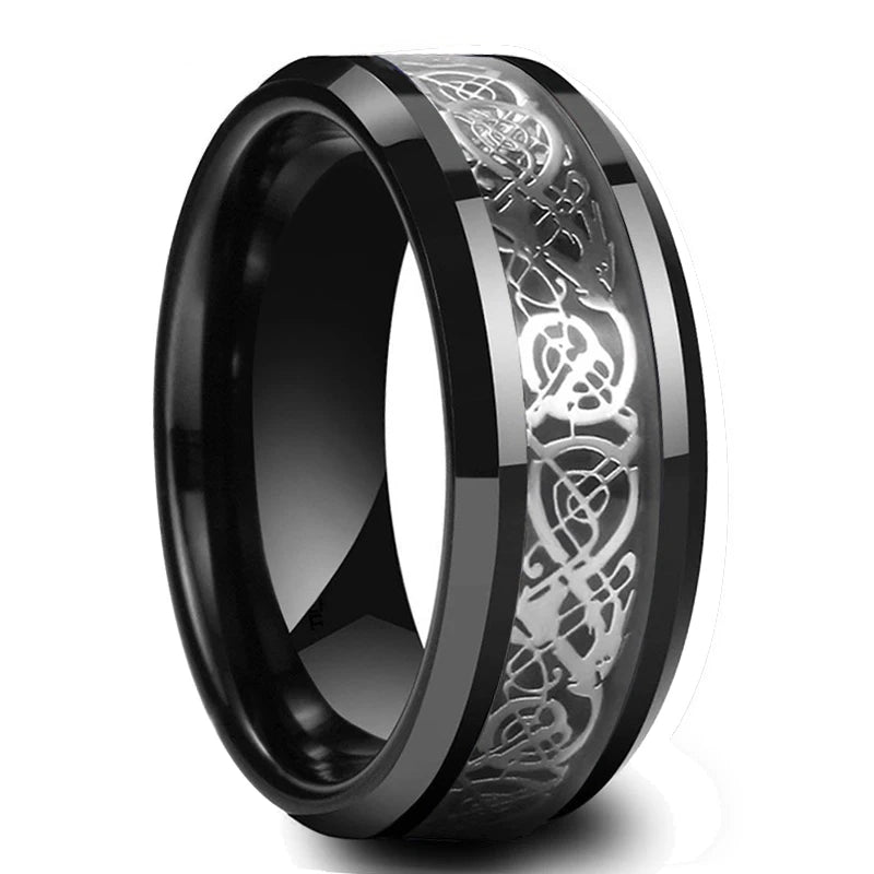 2022 Fashion 8Mm Mens Tungsten Carbide Ring Inlay Zircon Thin Rose Gold Color Line Groove Black Brushed Men Ring Wedding Jewelry