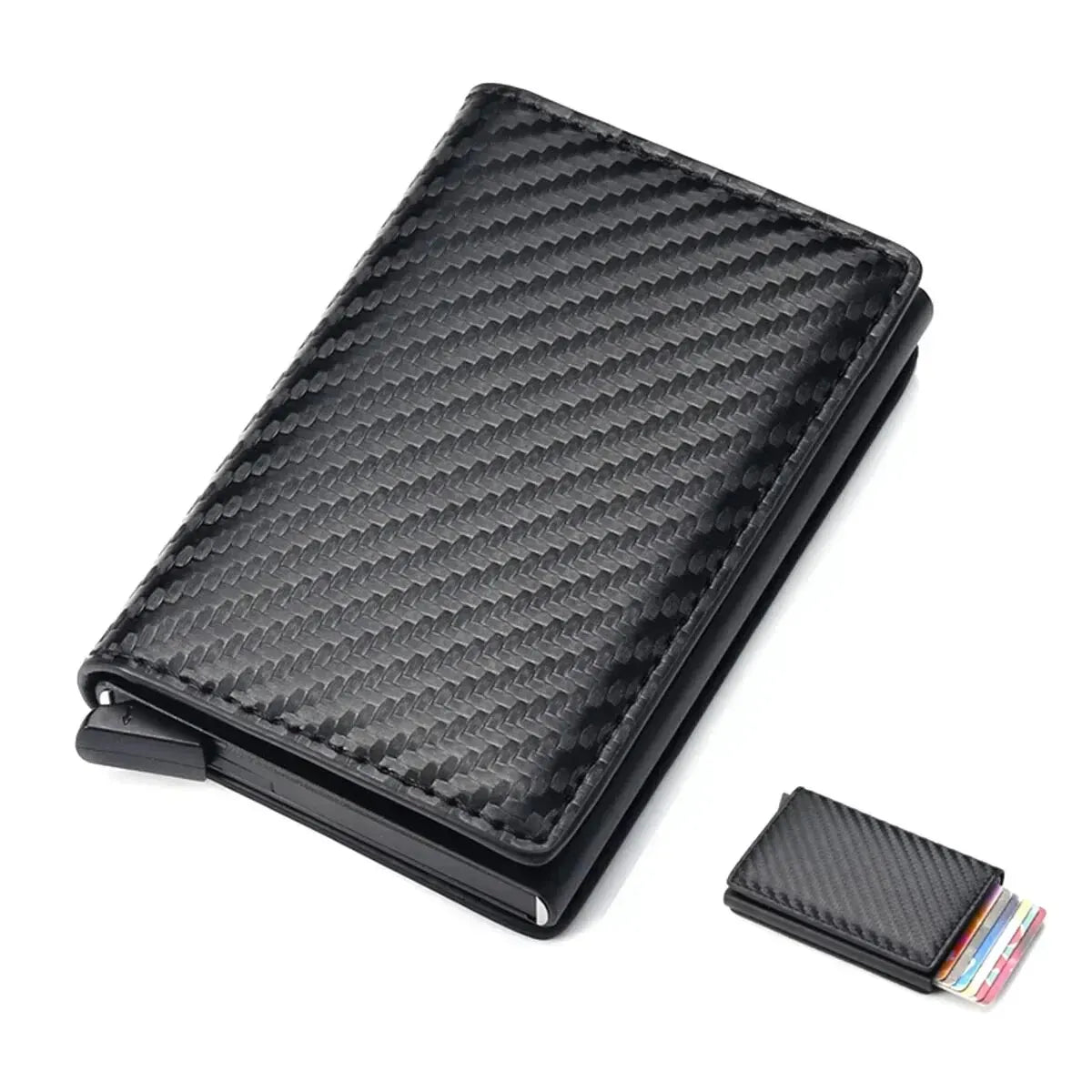 Rfid Aluminum Men Wallet Card Holder Purse Carbon Fiber Men Business Slim Thin Smart Wallet Credit Cardholder Case Note Holder