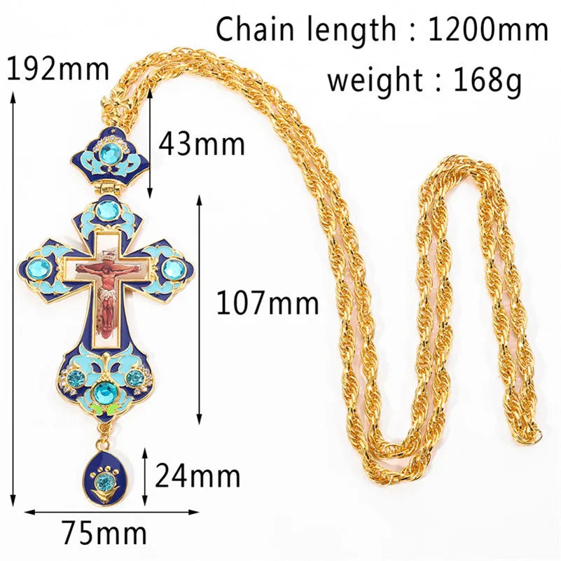 Christ Jesus Pendant Necklace Enamel Jwewlry Chain Heavy Men Jewelry Gift Orthodox Religious Christian Gift with Box