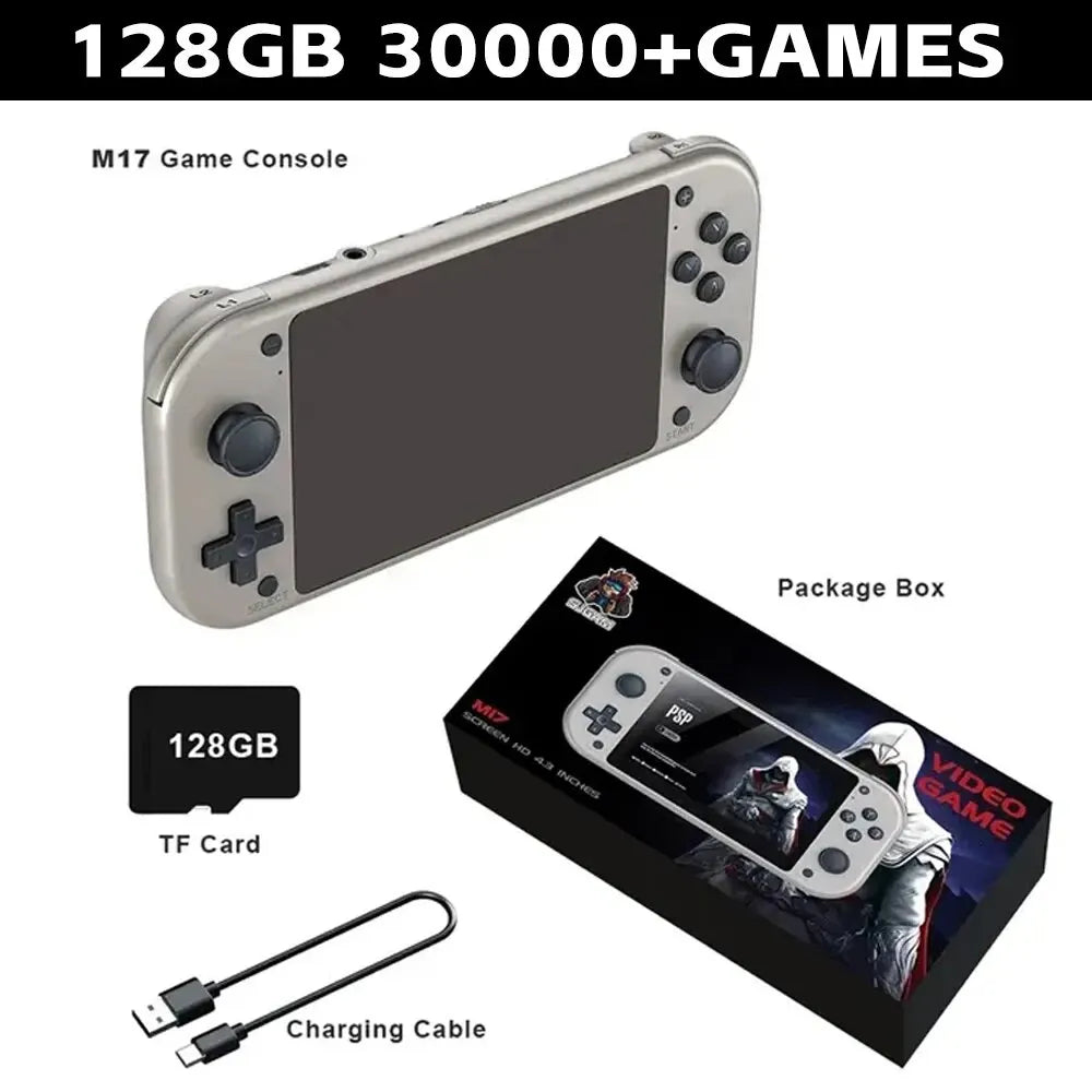 NEW M17 Retro Handheld Electronic Game Console 4.3-Inch IPS Screen Open Source Linux System PSP Video Player 64GB